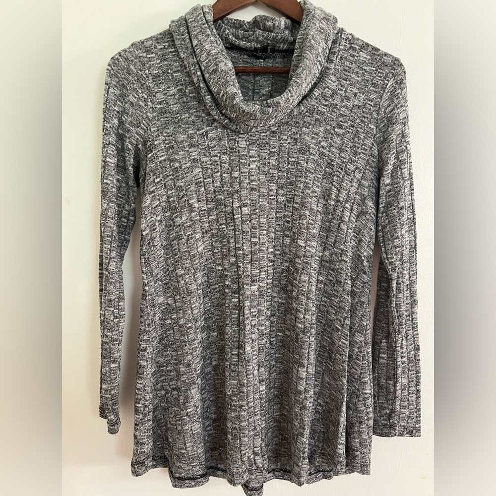 Cable & Gage Cowl Neck Light Black and Gray Sweater, Size S